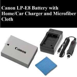  New Original Canon LP E8 Battery with Home/Car Charger and 