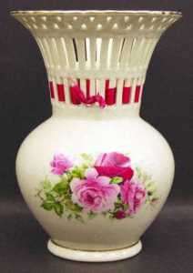 ROSE FORMALITIES BY BAUM BROS. CHINA VASE FLORAL ROSES  