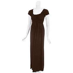 JFW Womens Plus Size Brown Peasant Maxi Dress  