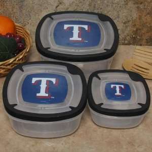  Texas Rangers 3 Pack Square Food Containers Sports 