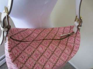 DOONEY & BOURKE Pink Hobo Bag Handbag Purse Canvas Logo Leather Strap 
