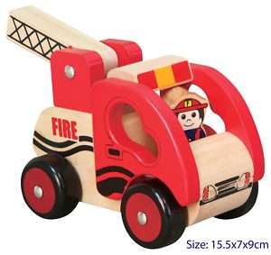 NEW Childs Wooden Fire Engine Truck Vehicle & Driver  