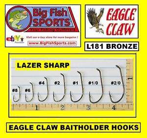EAGLE CLAW LAZER Baitholder Hooks 50 Pack 4 SZ #L181G  