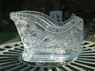 GLASS CHRISTMAS SLEIGH TABLE CENTERPIECE OR CANDY DISH  
