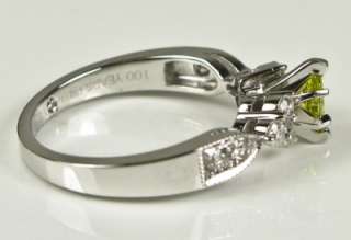   14k White Gold 3/4ct VS Vivid Canary Diamond Engagement Ring 4g Size 7