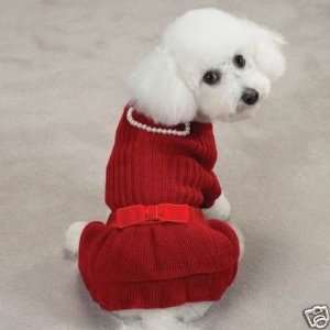  Zack & Zoey Knit Dog Sweater Dress RED EXTRA SMALL 
