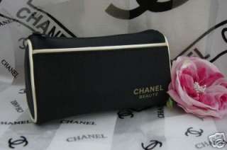 CHANEL BEAUTE COSMETIC MAKEUP BAG CASE BLACK GOLD RARE NEW LIMITED 
