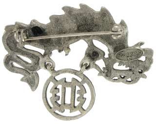 Danecraft Rhinestone Asian Oriental Dragon Pin Brooch  