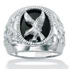 Palm Beach Jewelry Sterling Silver Mens Onyx Eagle Ring   Size: 13