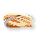 goldia 14k Yellow Gold Tri color Polished Rolling Ring Size 7.5