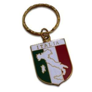  Brass Italia Boot & Flag Crest Key Chain 