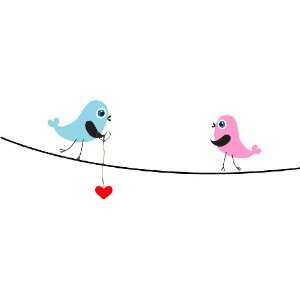   Wall Decals  Birds with Heart Walking to each other: Home Improvement
