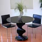Transdeco Black Glass Dining Table with Spiral Base