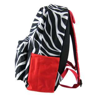 Zebra Stripe Print Backpack Book Bag Red Trim  Ivy Clothing Girls 