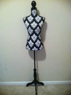 New Black & White Damask Body Dress Form Manequin Torso Display 4.5 