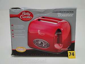 Betty Crocker Appliances Red 2 Slice Multi Function Toaster Wide Slot 