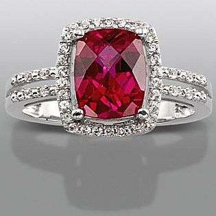 Lab Created Ruby & Lab Created White Sapphire Ring  Jewelry Gemstones 