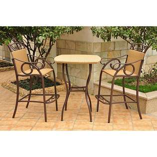   / Steel 3 piece Bar height Bistro Chair and Table Set 