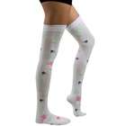   Opaque Thigh High Skull And Peace Sign Stocking Socks   White