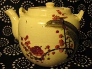 Vintage Japanese Pink Black Floral Tea Pot Teapot RARE!  