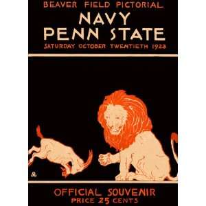 Game Day Program Cover Art   PENN STATE (H) VS NAVY 1923 AT PENN STATE 