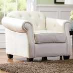Cream Bonded Leather Tufted Arm Chair  