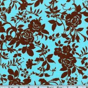  44 Wide 21 Wale Corduroy Floral Sky Fabric By The Yard 