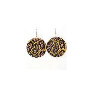   Rhinestone Round Dangle Earrings Handmade Jersey Bling: Jewelry