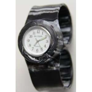  Silicone Slap On Watch   Black and White Marble   Large 