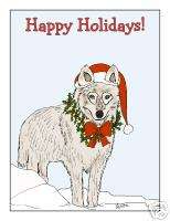 wolf holiday christmas cards winter scene CUTE  