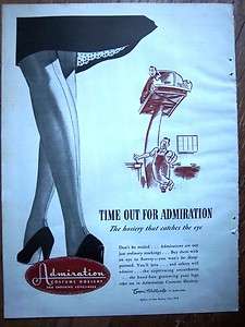 1945 Vintage ADMIRATION Costume Hosiery Seam Stockings Ad  