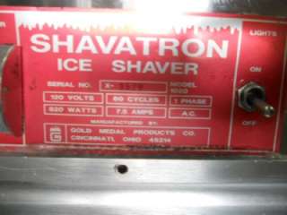 SHAVATRON ICE SHAVER. SNOW CONE SHAVER/ MAKER MODEL1020  
