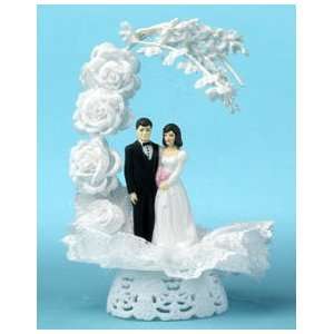  Bride & Groom Rose Spray Wedding Cake Topper