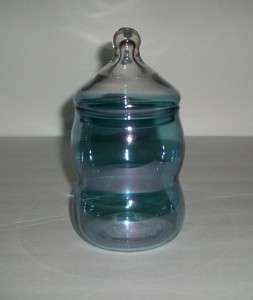 Iridescent Blue Glass 2 Tier Candy Dish Jar With Lid  
