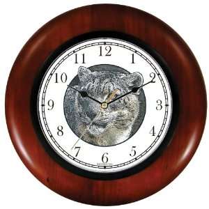   Leopard Wooden Wall Clock by WatchBuddy Timepieces (Cherry Wood Frame