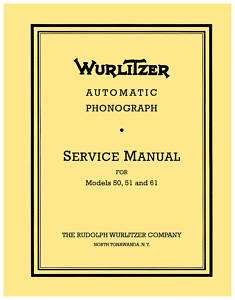 Wurlitzer 50 51 61 Jukebox Service Repair Manual 1939  