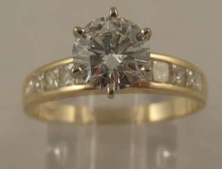   Estate 2.21 Round VS2 H Princess Diamond 14k Gold Engagement Ring