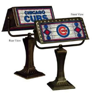  CHICAGO CUBS Team Logo Art Glass BANKERS LAMP (13 1/4 
