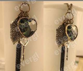   Peacock Feather Heart Bracelet Necklace Earrings Jewelry Sets  