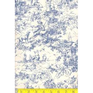  54 Wide Pastoral Toile Blue Fabric By The Yard: Arts 