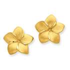 goldia 14k Gold Satin & Diamond Cut Plumeria Post Earrings