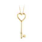   14K Yellow Gold Key to My Heart Diamond Cut Pendant with Chain