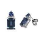 Lab Created Sapphire Earrings Sterling Silver