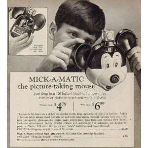 1969 Print Ad Mick a Matic Mickey Mouse Camera UNUSUAL   Original 