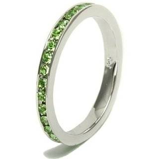 August Birthstone Sterling Silver Peridot Cubic Zirconia CZ Stackable 