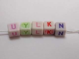 200 Mixed Colour Plastic Alphabet Letter Cube Beads 6mm  