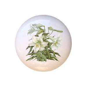 Easter Lily Flowers Floral Drawer Pull Knob