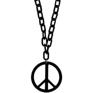   Peace Sign On 30 Plastic Chain In Black Cora Hysinger Jewelry