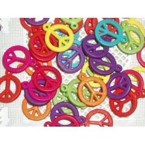  Bright Plastic Peace Sign Beads Charms: Arts, Crafts 