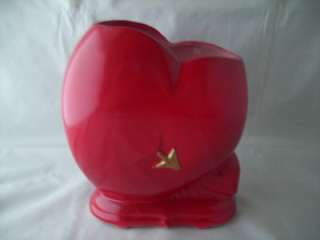 Red HEART Shaped Planter Nancy Pew Design VINTAGE Neat  